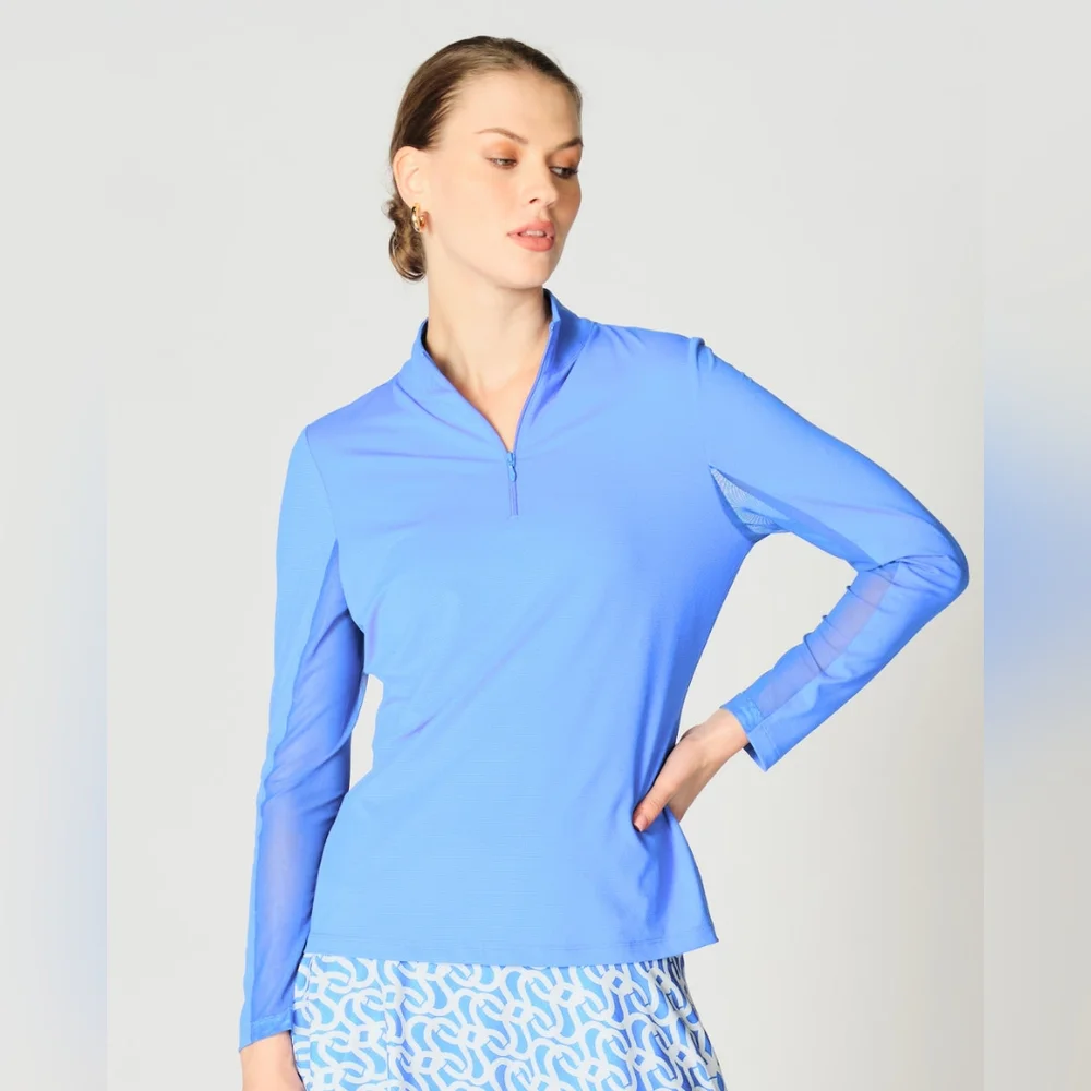 EUC Gottex Kate Mock Neck Half Zip Long Sleeve Top - Picture 6 of 7